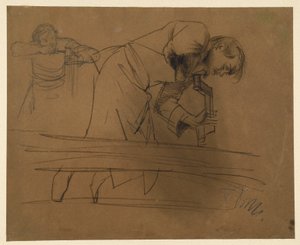 Marceneiro a trabalhar com berbequim e formão de Adolph Menzel