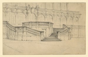 Escadaria que conduz ao Salão de Matemática e Física no Zwinger, em Dresden de Adolph Menzel