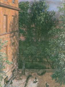 Vista de um pequeno quintal (wc no papel) de Adolph Menzel