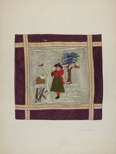 Detalhe da colcha de apliques, 1941.