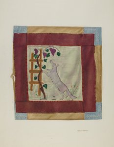 Detalhe da colcha de apliques, c. 1941.
