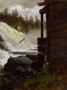 Uma cascata de Adolph Tidemand