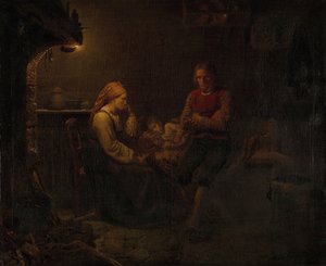 A criança doente de Adolph Tidemand
