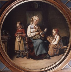 Mãe ensinando de Adolph Tidemand