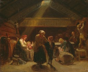 Domingo de manhã na casa de um agricultor de Adolph Tidemand