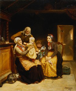 A Visita aos Avós; Besoget Hos Bedsteforaeldrene de Adolph Tidemand
