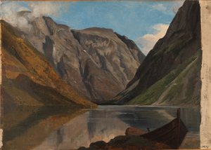 Vista de Gudvangen de Adolph Tidemand