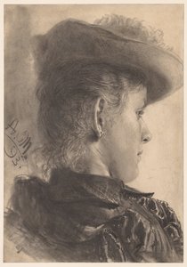 Busto de uma mulher, visto de trás de Adolph Menzel