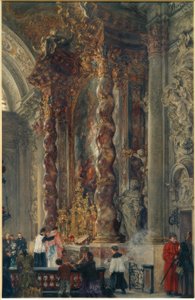 O altar-mor do Damenstiftskirche em Munique de Adolph Menzel