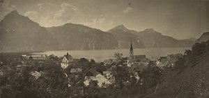 Vista de Flüelen, Suíça de Adolphe Braun