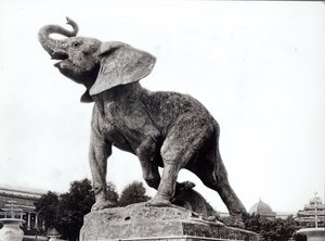 Elefante Jovem Apanhado em uma Armadilha (1878) por Emmanuel Fremiet (1824-1910) em frente ao Palácio Trocadero, construído para a Exposição Universal (1878), Paris, 1888 de Adolphe Giraudon