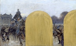 Esboço do gabinete do Prefeito na Câmara Municipal de Paris: Reunião em frente à estátua de Estrasburgo