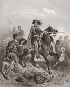 Giuseppe Garibaldi na Batalha de Varese. (imprimir) de Adolphe Jean Baptiste (after) Bayot