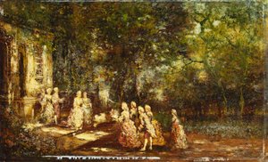 Uma visita à princesa; Visite a Princesse, c.1860 de Adolphe Joseph Thomas Monticelli