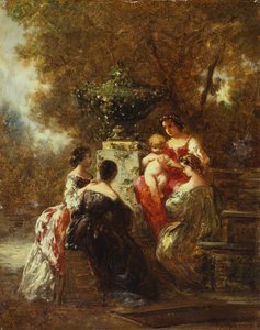 Figuras em um parque (óleo sobre tela) de Adolphe Joseph Thomas Monticelli