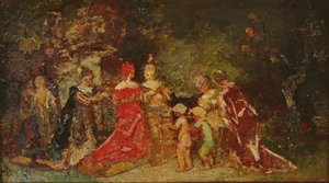 Recolhendo em um parque de Adolphe Joseph Thomas Monticelli