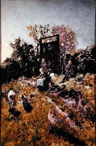 Paisagem com figuras e cabras, antes de 1866 (óleo sobre painel) de Adolphe Joseph Thomas Monticelli
