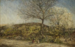 Paisagem com pomar florido de Adolphe Joseph Thomas Monticelli