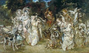 Reunião num parque na época dos Valois de Adolphe Joseph Thomas Monticelli