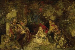 Mulheres em uma floresta de Adolphe Joseph Thomas Monticelli