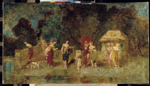 Jovens Mulheres Reunidas num Parque de Adolphe Joseph Thomas Monticelli