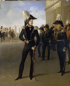 Imperador Nicolau I aceita o relatório oficial do príncipe Lobanov-Rostovsky (óleo sobre tela)
