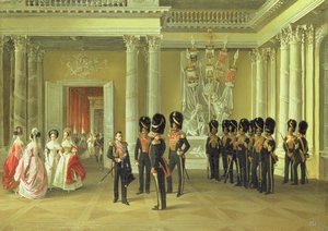 O salão heráldico no Palácio de Inverno, São Petersburgo, 1838