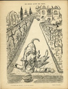 Ilustração de Adolphe dit Willette (1857-1926) em Le Rire, 27/02/09 - Les ceusses que on des chiens - Architecture Urbanisme, Animals - Dog, Pitt-Bull de Adolphe Leon Willette
