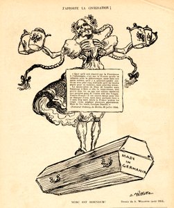 O riso vermelho, satírico em N & B de Adolphe Leon Willette