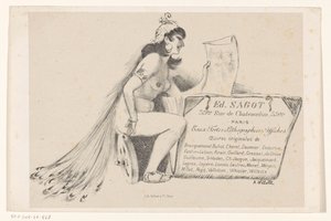 Cartão de visita do comerciante de fotografia Edmond Sagot em Paris de Adolphe Leon Willette