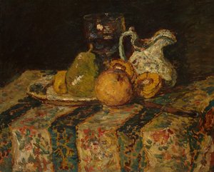 Natureza morta com jarro de frutas e vinho, 1874.