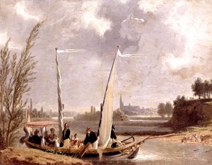 Louis-Philippe e a sua família num barco em Neuilly
