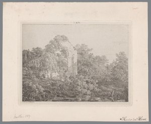 Vista das ruínas do Castelo De Haar de Adriaan Jacob Willem van Dielen