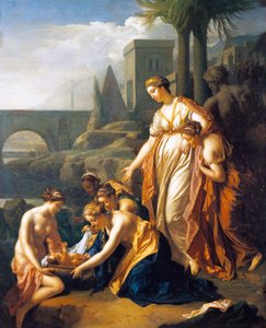 Moisés salvo da água, por Adriaen van der Werff (1659-1722), 75x60 cm, óleo sobre painel de Adriaan van der Werff