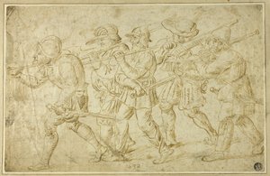 Soldados de infantaria de Adriaen Brouwer