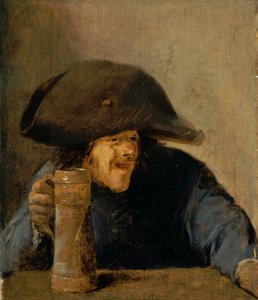 Homem com bicorne e caneca de madeira de Adriaen Brouwer