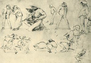 Estudos de figuras, início do século XVII, 1943. de Adriaen Brouwer