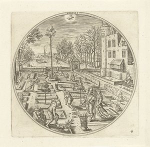 abril Aprilis (título no objeto) Os Doze Meses (título da série) de Adriaen Collaert
