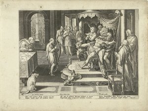David toca a sua harpa para o Rei Saul
Em Louvor da Música (título da série)
Endomium Musices (título da série sobre o objecto) de Adriaen Collaert