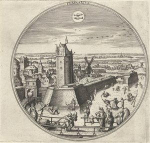 Fevereiro
Febrvarivs (título sobre o objecto)
Os doze meses (título da série) de Adriaen Collaert