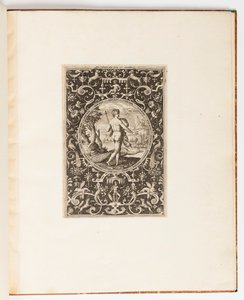 Juno, prato de um conjunto de 6 desenhos ornamentais com o Julgamento de Paris de Adriaen Collaert