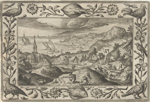 Caça ao coelho
Paisagens com cenas bíblicas, mitológicas e cenas de caça (título da série) de Adriaen Collaert