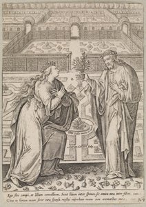 Cristo e sua noiva, Ecclesia, em um jardim de Adriaen Collaert