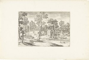 Paisagem com os Viajantes de Emaús Paisagens ao redor de Antuérpia (título da série) de Adriaen Collaert