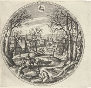 novembro Os Doze Meses (título da série) de Adriaen Collaert