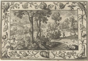 Ervas daninhas debaixo do trigo
Paisagens com cenas bíblicas, mitológicas e cenas de caça (título da série) de Adriaen Collaert