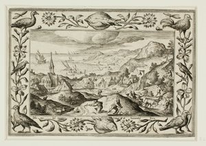 Caça ao coelho, de Paisagens com cenas do Antigo e do Novo Testamento e cenas de caça de Adriaen Collaert