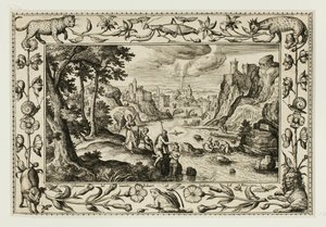 O Batismo de Cristo, a partir de Paisagens com cenas do Antigo e do Novo Testamento e cenas de caça de Adriaen Collaert