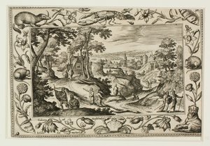 O envio dos apóstolos, a partir de Paisagens com cenas do Antigo e do Novo Testamento e cenas de caça de Adriaen Collaert