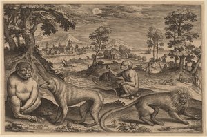 Dois macacos e dois macacos de Adriaen Collaert
